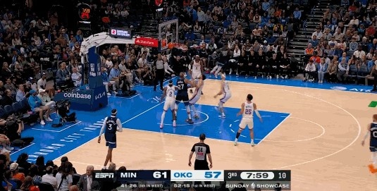 开云入口-无所不能！兰德尔封盖SGA&amp;进攻端予取予求两节半已经砍下26+5+5